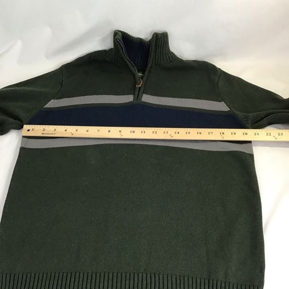 New Eddie Bauer Sweater 1/4 Zip Colorblock Green - Picture 5 of 6